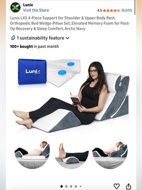 4-Piece Orthopedic Bed Wedge Set - Arctic Navy/White